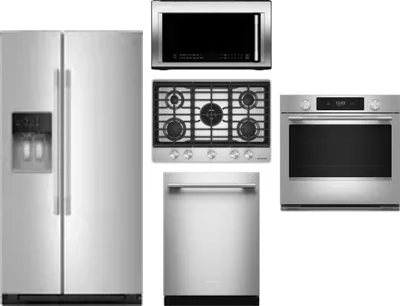 5 Piece Package Includes Refrigerator, Cooktop, Wall Oven, Microwave And Dishwasher