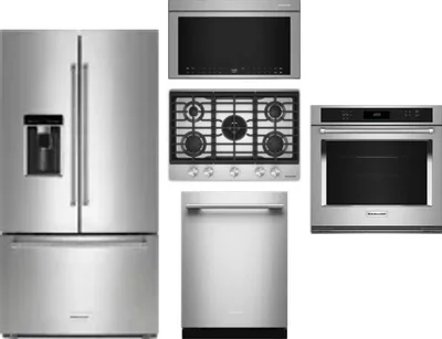 5 Piece Package Includes Refrigerator, Cooktop, Wall Oven, Microwave And Dishwasher