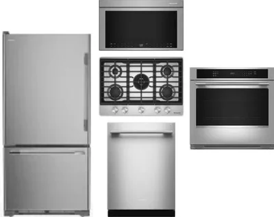 5 Piece Package Includes Refrigerator, Cooktop, Wall Oven, Microwave And Dishwasher