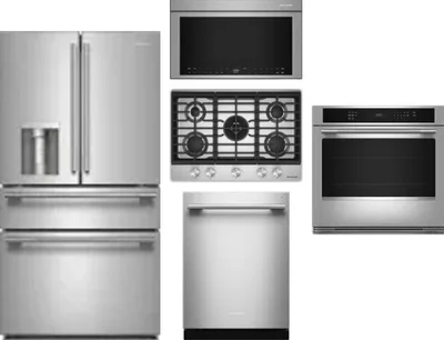 5 Piece Package Includes Refrigerator, Cooktop, Wall Oven, Microwave And Dishwasher