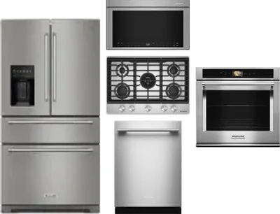 5 Piece Package Includes Refrigerator, Cooktop, Wall Oven, Microwave And Dishwasher