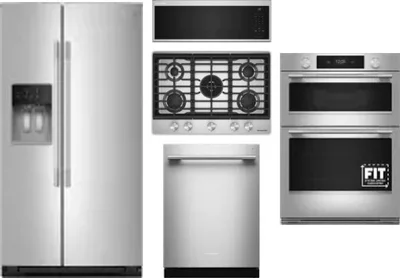 5 Piece Package Includes Refrigerator, Cooktop, Wall Oven, Microwave And Dishwasher