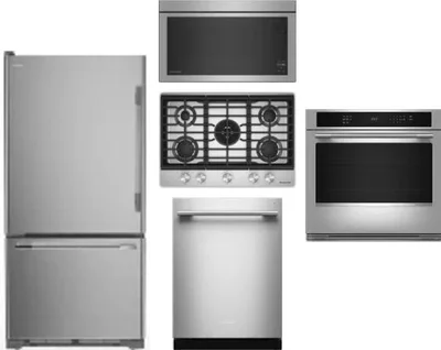 5 Piece Package Includes Refrigerator, Cooktop, Wall Oven, Microwave And Dishwasher