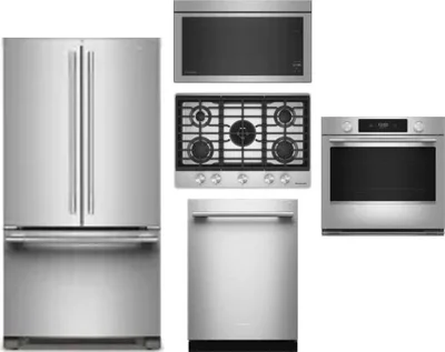 5 Piece Package Includes Refrigerator, Cooktop, Wall Oven, Microwave And Dishwasher