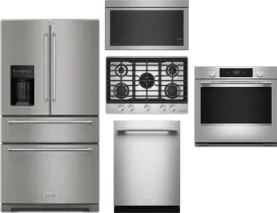 5 Piece Package Includes Refrigerator, Cooktop, Wall Oven, Microwave And Dishwasher
