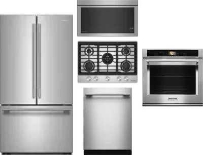 5 Piece Package Includes Refrigerator, Cooktop, Wall Oven, Microwave And Dishwasher