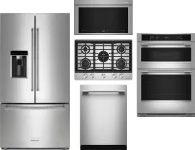 5 Piece Package Includes Refrigerator, Cooktop, Wall Oven, Microwave And Dishwasher