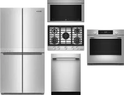 5 Piece Package Includes Refrigerator, Cooktop, Wall Oven, Microwave And Dishwasher