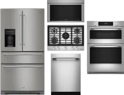 5 Piece Package Includes Refrigerator, Cooktop, Wall Oven, Microwave And Dishwasher