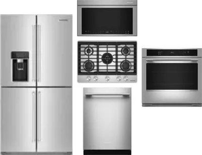 5 Piece Package Includes Refrigerator, Cooktop, Wall Oven, Microwave And Dishwasher