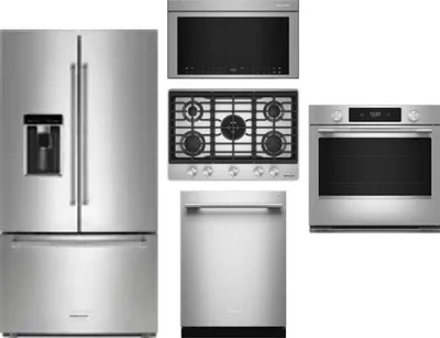 5 Piece Package Includes Refrigerator, Cooktop, Wall Oven, Microwave And Dishwasher