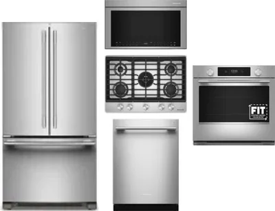 5 Piece Package Includes Refrigerator, Cooktop, Wall Oven, Microwave And Dishwasher