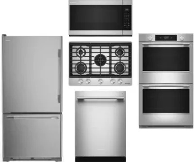5 Piece Package Includes Refrigerator, Cooktop, Wall Oven, Microwave And Dishwasher