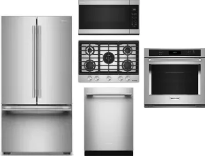 5 Piece Package Includes Refrigerator, Cooktop, Wall Oven, Microwave And Dishwasher
