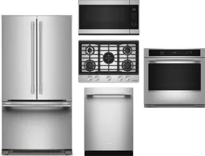 5 Piece Package Includes Refrigerator, Cooktop, Wall Oven, Microwave And Dishwasher
