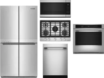 5 Piece Package Includes Refrigerator, Cooktop, Wall Oven, Microwave And Dishwasher