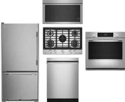 5 Piece Package Includes Refrigerator, Cooktop, Wall Oven, Microwave And Dishwasher