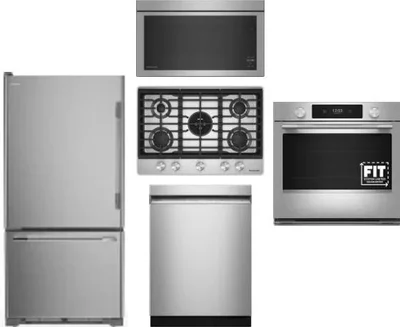 5 Piece Package Includes Refrigerator, Cooktop, Wall Oven, Microwave And Dishwasher
