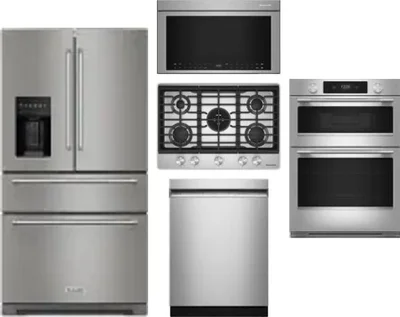 5 Piece Package Includes Refrigerator, Cooktop, Wall Oven, Microwave And Dishwasher