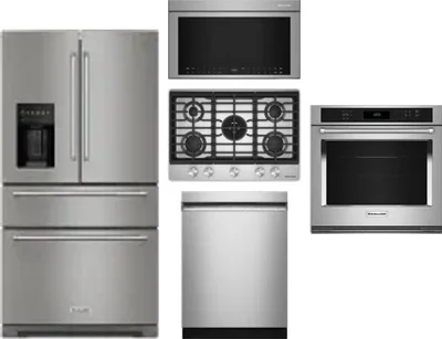 5 Piece Package Includes Refrigerator, Cooktop, Wall Oven, Microwave And Dishwasher