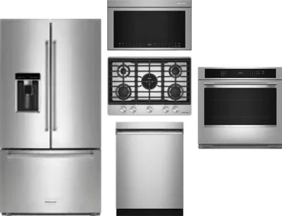 5 Piece Package Includes Refrigerator, Cooktop, Wall Oven, Microwave And Dishwasher
