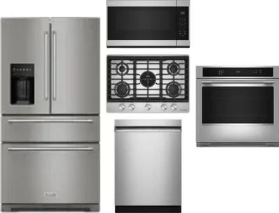5 Piece Package Includes Refrigerator, Cooktop, Wall Oven, Microwave And Dishwasher