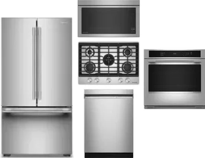 5 Piece Package Includes Refrigerator, Cooktop, Wall Oven, Microwave And Dishwasher