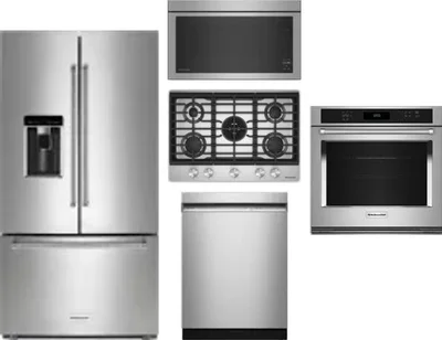 5 Piece Package Includes Refrigerator, Cooktop, Wall Oven, Microwave And Dishwasher