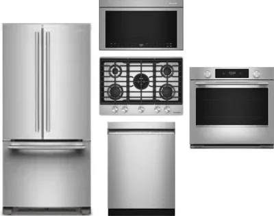 5 Piece Package Includes Refrigerator, Cooktop, Wall Oven, Microwave And Dishwasher