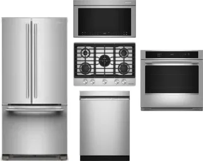 5 Piece Package Includes Refrigerator, Cooktop, Wall Oven, Microwave And Dishwasher