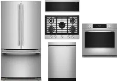 5 Piece Package Includes Refrigerator, Cooktop, Wall Oven, Microwave And Dishwasher