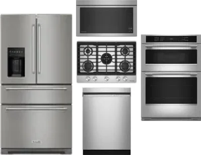 5 Piece Package Includes Refrigerator, Cooktop, Wall Oven, Microwave And Dishwasher