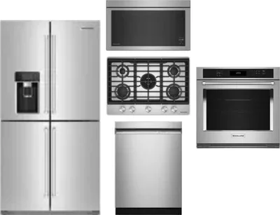 5 Piece Package Includes Refrigerator, Cooktop, Wall Oven, Microwave And Dishwasher