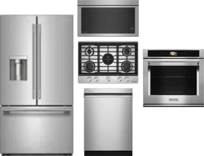 5 Piece Package Includes Refrigerator, Cooktop, Wall Oven, Microwave And Dishwasher