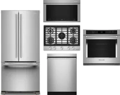 5 Piece Package Includes Refrigerator, Cooktop, Wall Oven, Microwave And Dishwasher
