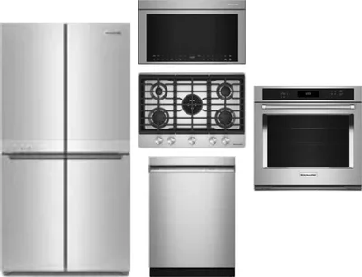 5 Piece Package Includes Refrigerator, Cooktop, Wall Oven, Microwave And Dishwasher