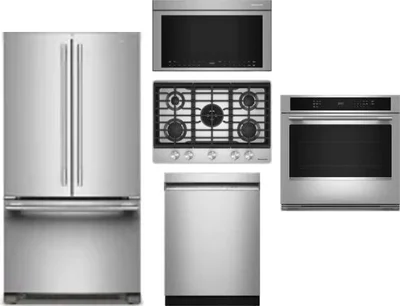 5 Piece Package Includes Refrigerator, Cooktop, Wall Oven, Microwave And Dishwasher