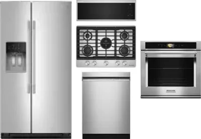 5 Piece Package Includes Refrigerator, Cooktop, Wall Oven, Microwave And Dishwasher
