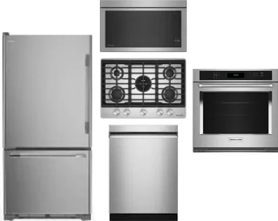 5 Piece Package Includes Refrigerator, Cooktop, Wall Oven, Microwave And Dishwasher