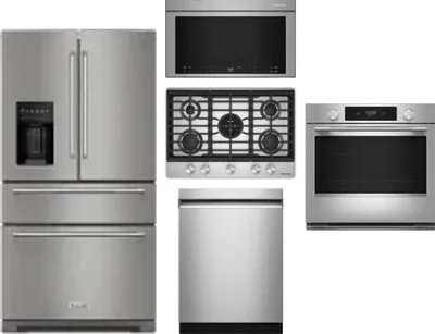 5 Piece Package Includes Refrigerator, Cooktop, Wall Oven, Microwave And Dishwasher