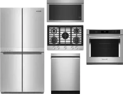 5 Piece Package Includes Refrigerator, Cooktop, Wall Oven, Microwave And Dishwasher