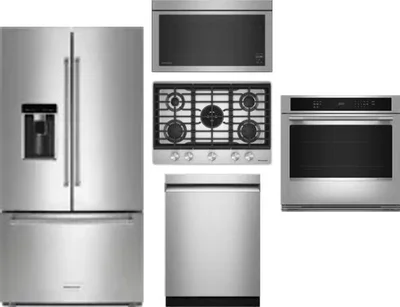 5 Piece Package Includes Refrigerator, Cooktop, Wall Oven, Microwave And Dishwasher