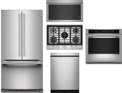 5 Piece Package Includes Refrigerator, Cooktop, Wall Oven, Microwave And Dishwasher