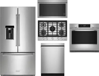 5 Piece Package Includes Refrigerator, Cooktop, Wall Oven, Microwave And Dishwasher