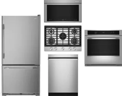 5 Piece Package Includes Refrigerator, Cooktop, Wall Oven, Microwave And Dishwasher