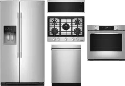 5 Piece Package Includes Refrigerator, Cooktop, Wall Oven, Microwave And Dishwasher
