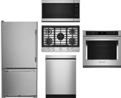 5 Piece Package Includes Refrigerator, Cooktop, Wall Oven, Microwave And Dishwasher