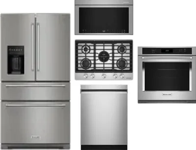 5 Piece Package Includes Refrigerator, Cooktop, Wall Oven, Microwave And Dishwasher