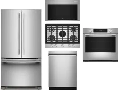 5 Piece Package Includes Refrigerator, Cooktop, Wall Oven, Microwave And Dishwasher