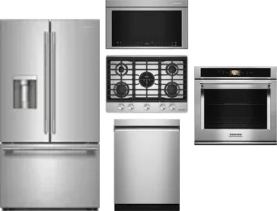 5 Piece Package Includes Refrigerator, Cooktop, Wall Oven, Microwave And Dishwasher